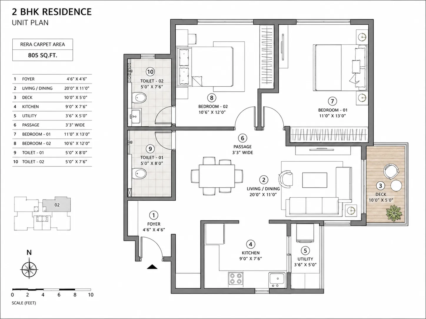 Rustomjee Vista Bay — 3 BHK Floor Plan