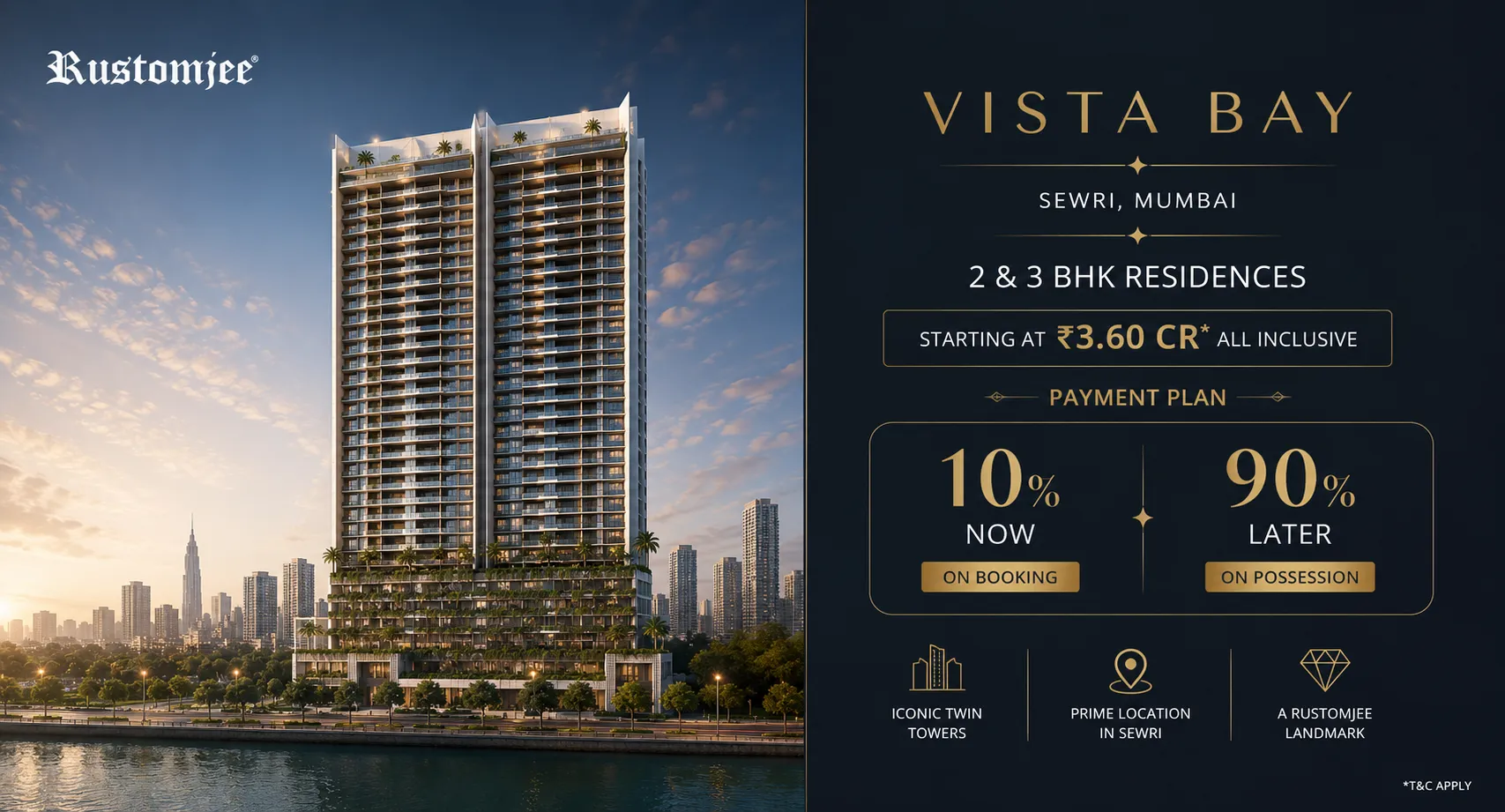 Rustomjee Vista Bay — Tower & Sea View